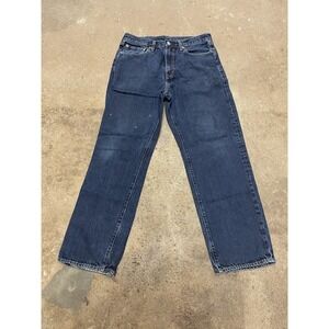 Levi's Jeans Mens 32x32 Dark Blue Premium Straight‎ Leg Denim Zip Fly Waterless